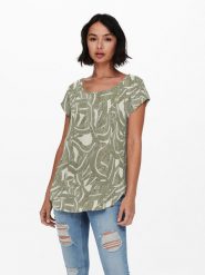 ONLY Koszulka w kolorze khaki rozmiar: XS. Brązowe bluzki Only, xs, bez wzorów, z wiskozy, bez kołnierzyka, bez ramiączek. Za 34.93 zł.