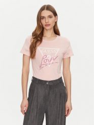 Guess T-Shirt W5GI05 I3Z14 Różowy Regular Fit. Czerwone t-shirty Guess, l, z aplikacjami, z bawełny, bez kołnierzyka, bez ramiączek. Za 129.99 zł.