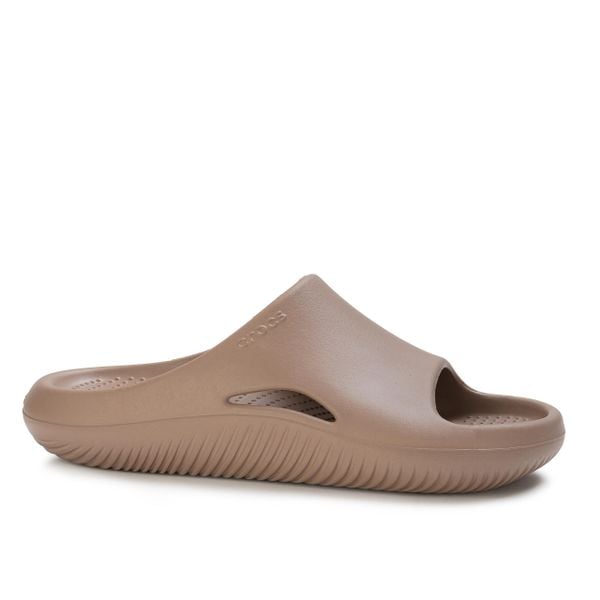 Klapki sportowe Crocs MELLOW RECOVERY SLIDE. Brązowe klapki Crocs, bez wzorów, z materiału, bez obcasa. Za 159.00 zł.