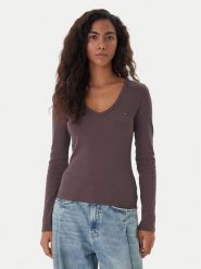 Tommy Jeans Bluzka Essential DW0DW17990 Brązowy Slim Fit. Brązowe bluzki Tommy Jeans, xs, bez wzorów, z bawełny, bez kołnierzyka, bez ramiączek. Za 189.99 zł.