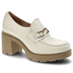 Białe Półbuty Lemar Wygodne Skórzane Buty. Białe czółenka Lemar, bez wzorów, ze skóry, bez obcasa, na obcasie, bez zapięcia. Za 314.99 zł.
