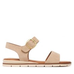 Sandały Tamaris. Brązowe sandały Tamaris, bez wzorów, bez obcasa, na płaskiej podeszwie, bez zapięcia. Za 299.99 zł.