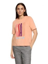 CARTOON Koszulka w kolorze brzoskwiniowym rozmiar: 42. Pomarańczowe bluzki Cartoon, bez wzorów, z bawełny, bez kołnierzyka, bez ramiączek. Za 60.99 zł.