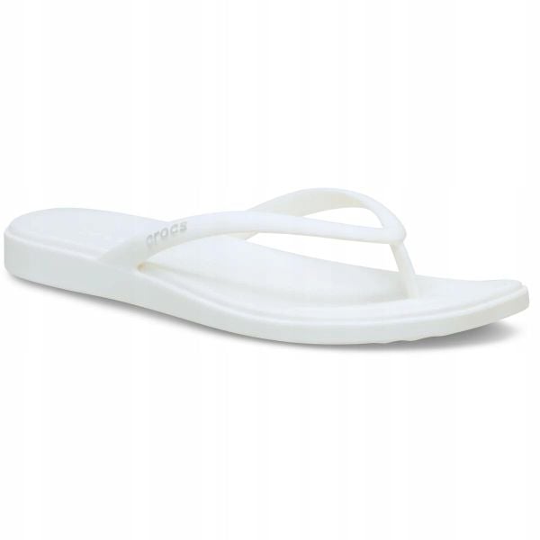 Japonki Dla Dorosłych Crocs Miami Flip. Białe klapki Crocs, bez wzorów, z materiału, bez obcasa. Za 169.99 zł.