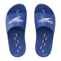 Klapki basenowe antypoślizgowe damskie Speedo Slides. Niebieskie klapki Speedo, bez wzorów, bez obcasa. Za 104.54 zł.