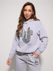 Bluza hoodie z ozdobnymi cekinami Minnie Mouse - szary. Szare bluzy Sinsay, l, bez wzorów, bez kaptura. Za 49.99 zł.