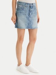 Calvin Klein Jeans Spódnica jeansowa 90S Mini LV147F679G Niebieski Regular Fit. Niebieskie spódnice Calvin Klein Jeans, s, bez wzorów, z bawełny, mini. Za 449.99 zł.