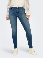 ONLY Dżinsy - Skinny fit - w kolorze granatowym rozmiar: XS/L32. Niebieskie jeansy Only, l, z aplikacjami, z podwyższonym stanem. Za 61.60 zł.
