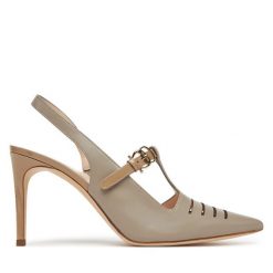 Sandały Pollini. Brązowe sandały Pollini, bez wzorów, bez obcasa, na szpilce, bez zapięcia. Za 1,819.00 zł.