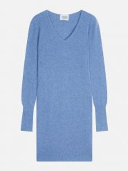 AUTHENTIC CASHMERE Kaszmirowa sukienka "Capelet" w kolorze błękitnym rozmiar: XXL. Niebieskie sukienki AUTHENTIC CASHMERE, xxl, bez wzorów, z kaszmiru, bez kołnierzyka, bez ramiączek, mini. Za 426.99 zł.