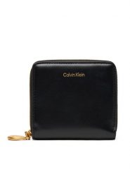 Calvin Klein Mały Portfel Damski Hardware Square Zip Around LV04F1044G Czarny. Czarne portfele Calvin Klein, bez wzorów, ze skóry. Za 259.99 zł.