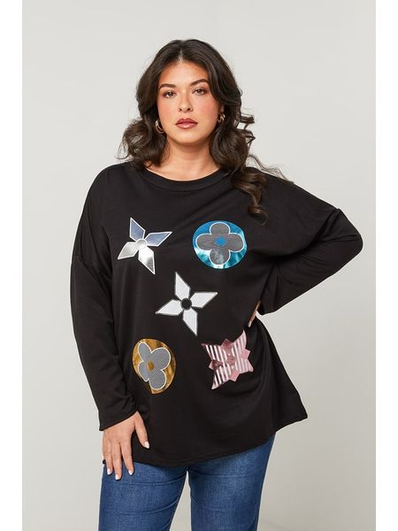 Curvy Lady Sweter w kolorze czarnym rozmiar: 44/46. Czarne swetry Curvy Lady, bez wzorów, bez ramiączek. Za 122.96 zł.