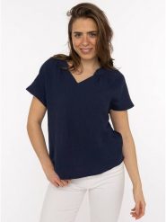 Zwillingsherz Muślinowa bluzka w kolorze granatowym rozmiar: onesize. Niebieskie bluzki Zwillingsherz, bez wzorów, z bawełny, bez kołnierzyka, bez ramiączek. Za 82.99 zł.