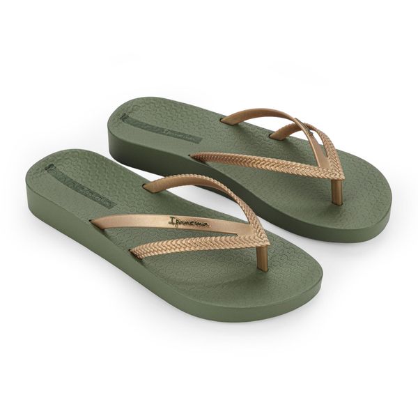 Japonki damskie Ipanema Bossa Soft V. Zielone klapki Ipanema, bez wzorów, z materiału, bez obcasa. Za 109.99 zł.