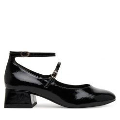 Półbuty Tamaris. Czarne czółenka Tamaris, bez wzorów, bez obcasa, na obcasie, bez zapięcia. Za 209.99 zł.