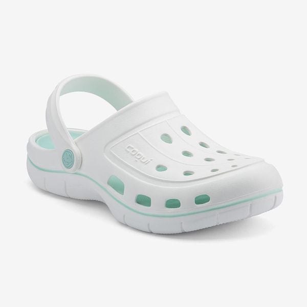 Coqui Jumper damskie klapki. Białe klapki Coqui, bez wzorów, bez obcasa. Za 134.99 zł.