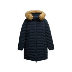 Parka dla kobiet Superdry Fuji. Niebieskie parki Superdry, na zimę, bez kaptura. W wyprzedaży za 494.00 zł.