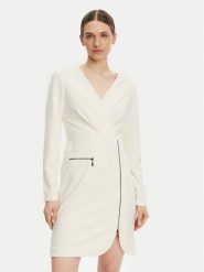 DKNY Sukienka koktajlowa DD4JI62A Kremowy Slim Fit. Białe sukienki DKNY, bez wzorów, z syntetyku, wizytowe, bez kołnierzyka, bez ramiączek. Za 315.99 zł.
