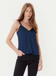 Morgan Top 242-OLAFI Niebieski Regular Fit. Niebieskie topy Morgan, bez wzorów, z syntetyku, bez kołnierzyka, bez ramiączek. Za 119.99 zł.