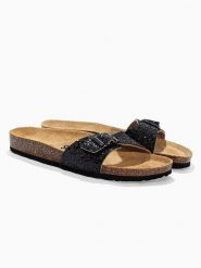 Sunbay Klapki "Jasmin" rozmiar: 37. Czarne klapki Sunbay, bez wzorów, z otwartym noskiem, bez obcasa. Za 125.27 zł.