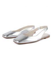 Loft37 Skórzane baleriny w kolorze srebrnym rozmiar: 37. Szare baleriny loft37, bez wzorów, bez obcasa. Za 347.99 zł.