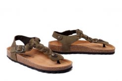 DR. BRINKMANN 710263-07 grun, sandały damskie. Zielone sandały Dr. Brinkmann, bez wzorów, ze skóry, bez obcasa, bez zapięcia. Za 214.90 zł.