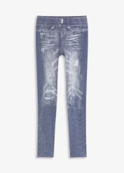 Ocieplane legginsy z miękką spodnią stroną. Niebieskie legginsy bonprix, bez wzorów. Za 64.99 zł.