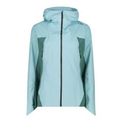 Kurtka przeciwdeszczowa damska CMP. Czarne kurtki sportowe CMP, bez wzorów, z kapturem, trekkingowe. Za 329.99 zł.