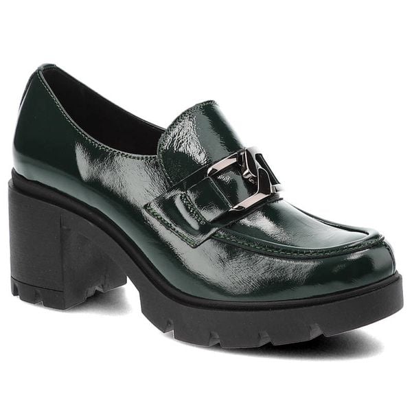 Zielone Półbuty Lemar Damskie Eleganckie Buty. Zielone czółenka Lemar, bez wzorów, ze skóry, bez obcasa, na obcasie, bez zapięcia. Za 314.99 zł.