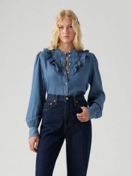 Levi's Bluzka dżinsowa w kolorze niebieskim rozmiar: M. Niebieskie bluzki Levi's®, m, bez wzorów, z lyocellu, bez kołnierzyka, bez ramiączek. Za 114.44 zł.