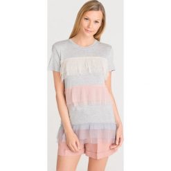T-SHIRT MY TWIN TWINSET. Szare t-shirty Twinset, l, bez wzorów, z tiulu, bez kołnierzyka, bez ramiączek. Za 233.40 zł.