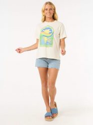 Rip Curl Koszulka "Sun & Sea" w kolorze beżowym rozmiar: L. Brązowe bluzki Rip Curl, l, bez wzorów, z bawełny, bez kołnierzyka, bez ramiączek. Za 83.22 zł.