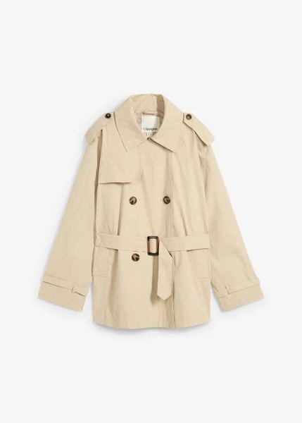 Krótki trencz. Zielone płaszcze bonprix, bez wzorów, bez kaptura. Za 269.99 zł.