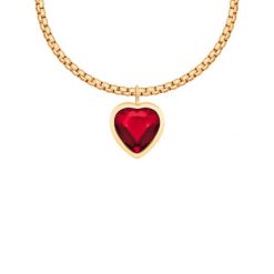 Naszyjnik łańcuch Cube z zawieszką Icons z czerwonym kryształem. Czerwone naszyjniki Lilou, z kryształem, pozłacane. Za 368.00 zł.