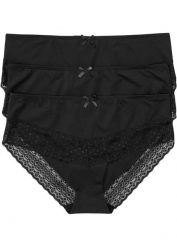 Figi panty z mikrofibry (3 pary). Czarne figi bonprix, bez wzorów, z mikrofibry. Za 59.99 zł.