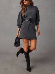 LA Angels Sukienka dzianinowa w kolorze antracytowym rozmiar: M. Czarne sukienki LA Angels, na co dzień, m, bez wzorów, z dzianiny, bez kołnierzyka, bez ramiączek, mini, proste. Za 173.99 zł.