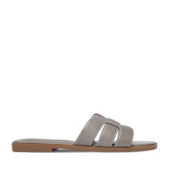 Klapki JENNY. Szare klapki Jenny, bez wzorów, bez obcasa. Za 79.99 zł.