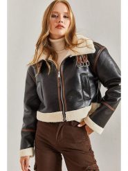 Bianco Lucci Kurtka przejściowa w kolorze czarnym rozmiar: 38. Czarne kurtki Bianco Lucci, bez wzorów, ze skóry, bez kaptura. Za 173.99 zł.