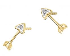 Kolczyki z żółtego złota z diamentami - strzały - 0,006 ct - próba 375. Żółte kolczyki Apart, z diamentem, złote. Za 559.00 zł.