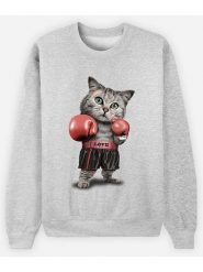WOOOP Bluza "Boxing Cat" w kolorze szarym rozmiar: S. Szare bluzy Wooop, s, bez wzorów, z bawełny, bez kaptura. Za 100.99 zł.