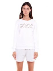 Bluza damska w kolorze złotym i srebrnym. Białe bluzy LEONE 1947 APPAREL, l, bez wzorów, z bawełny, z kapturem. Za 105.21 zł.