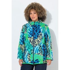 Damskie Funkcyjna kurtka przeciwdeszczowa wzór zwierzęcy elementy odblaskowe. Zielone kurtki sportowe Ulla Popken, plus size, bez wzorów, z materiału, bez kaptura. Za 389.99 zł.