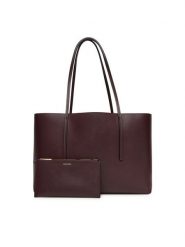 Calvin Klein Torebka Foil Logo Tote W/Pouch LV04F3274G Bordowy. Czerwone shopper Calvin Klein, bez wzorów, ze skóry, bez dodatków. Za 699.99 zł.