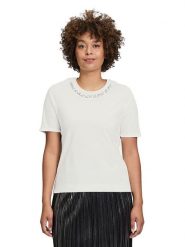 CARTOON Koszulka w kolorze kremowym rozmiar: 44. Brązowe bluzki Cartoon, z aplikacjami, z bawełny, bez kołnierzyka, bez ramiączek. Za 56.53 zł.