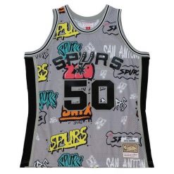 Koszulka San Antonio Spurs. Szare bluzki Mitchell & Ness, bez wzorów, sportowe, bez kołnierzyka, bez ramiączek. Za 632.50 zł.