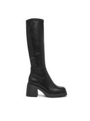 Aldo Kozaki Auster 13620687 Czarny. Czarne kozaki Aldo, ze skóry, bez obcasa, na słupku, bez zapięcia. Za 529.99 zł.