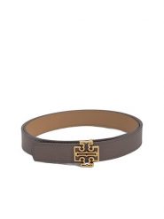 Tory Burch Dwustronny skórzany pasek w kolorze szaro-jasnobrązowym rozmiar: 95. Brązowe paski Tory Burch, bez wzorów, z materiału. Za 786.95 zł.
