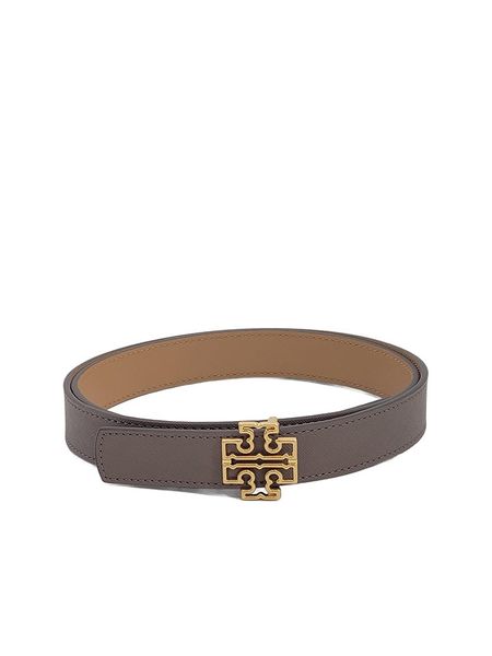 Tory Burch Dwustronny skórzany pasek w kolorze szaro-jasnobrązowym rozmiar: 95. Brązowe paski Tory Burch, bez wzorów, z materiału. Za 739.71 zł.