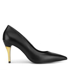 Szpilki Gino Rossi. Czarne szpilki Gino Rossi, bez wzorów, bez obcasa, na szpilce, bez zapięcia. Za 169.99 zł.