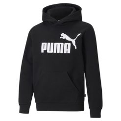 Młodzieżowa bluza z kapturem z dużym logo Essentials PUMA Black. Biała bluzy sportowe Puma, m, bez wzorów, z kapturem. W wyprzedaży za 168.80 zł.
